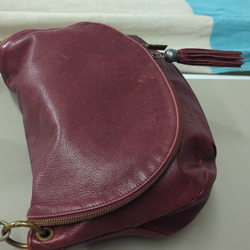 Leather Shoulder Bag Mahogany Color - Picture 3 of 8